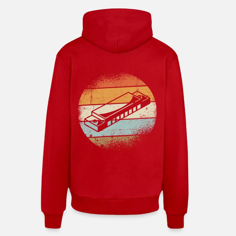 Motif harmonica - Sweat à capuche bio décontracté fabriqué en UE - rouge