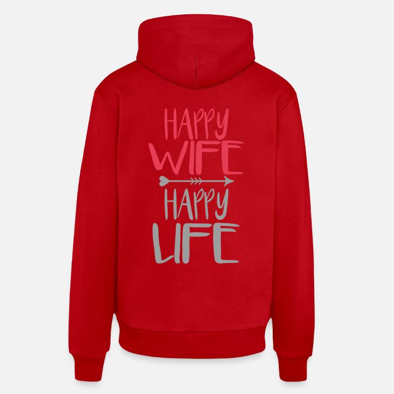 Femme heureuse, vie heureuse - Sweat à capuche bio décontracté fabriqué en UE - rouge