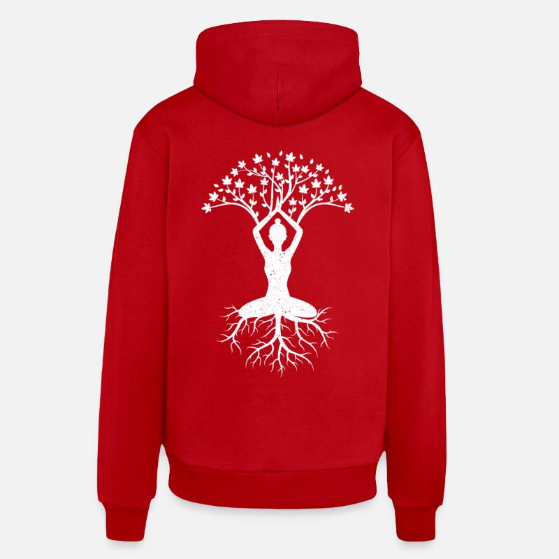 Yoga arbre - Sweat à capuche bio décontracté fabriqué en UE - rouge