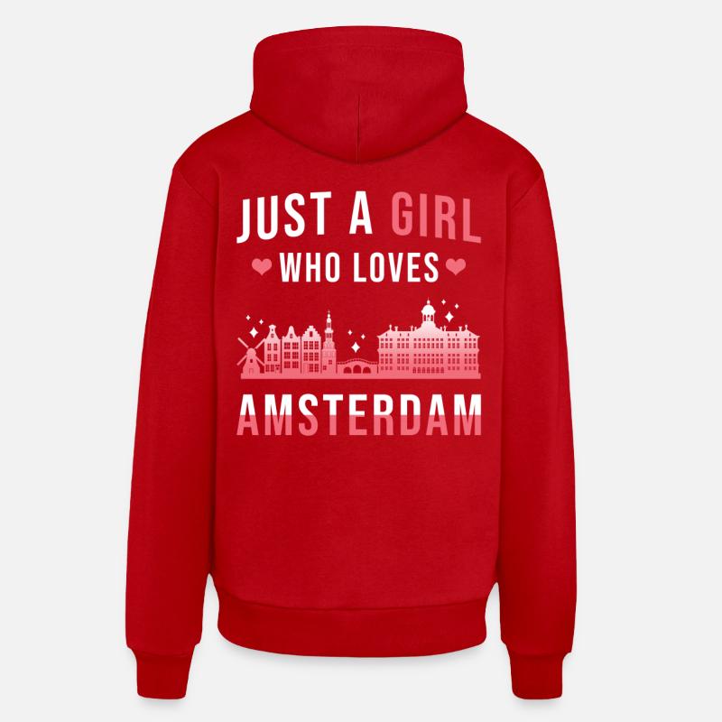 Amsterdam - Sweat à capuche bio décontracté fabriqué en UE - rouge