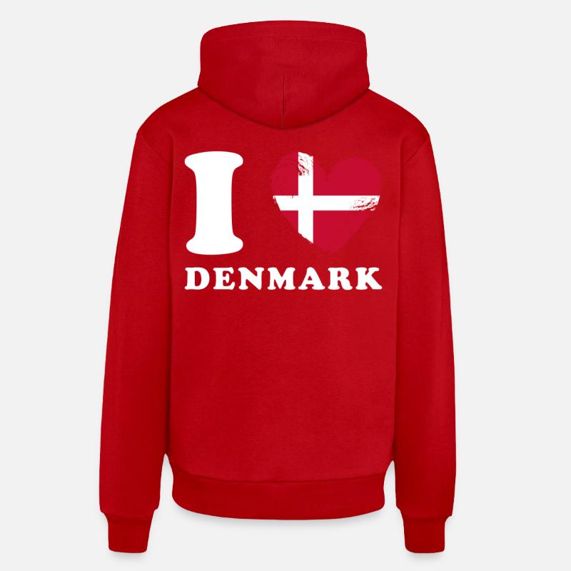 Dänemark J’aime le Danemark - Sweat à capuche bio décontracté fabriqué en UE - rouge