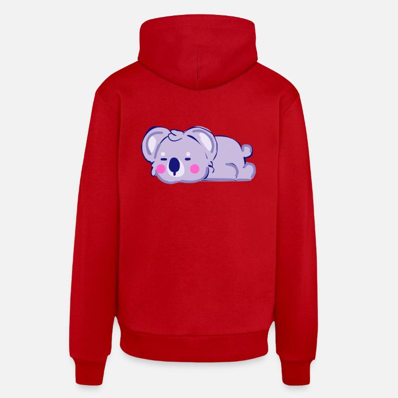 Koala endormi - Sweat à capuche bio décontracté fabriqué en UE - rouge