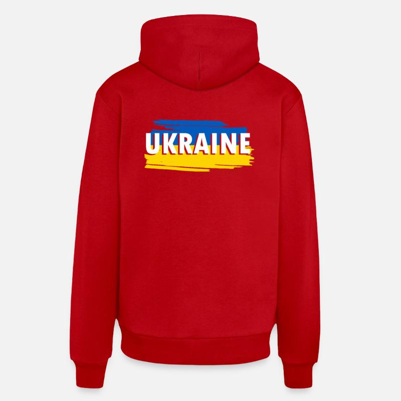 Drapeau de l’Ukraine - Sweat à capuche bio décontracté fabriqué en UE - rouge