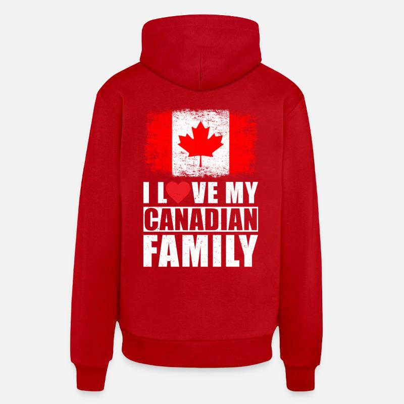 Famille Canada - Sweat à capuche bio décontracté fabriqué en UE - rouge