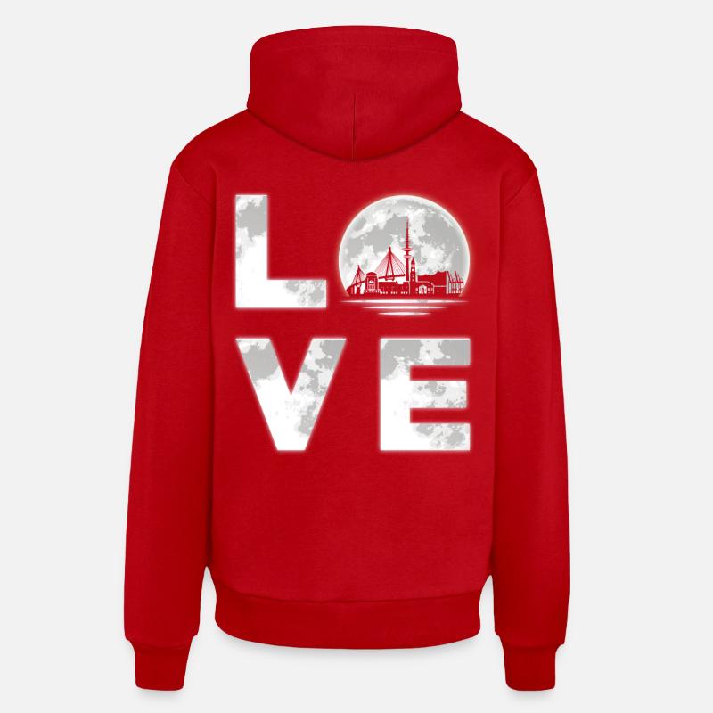 Ligne d’horizon de Hambourg - Sweat à capuche bio décontracté fabriqué en UE - rouge