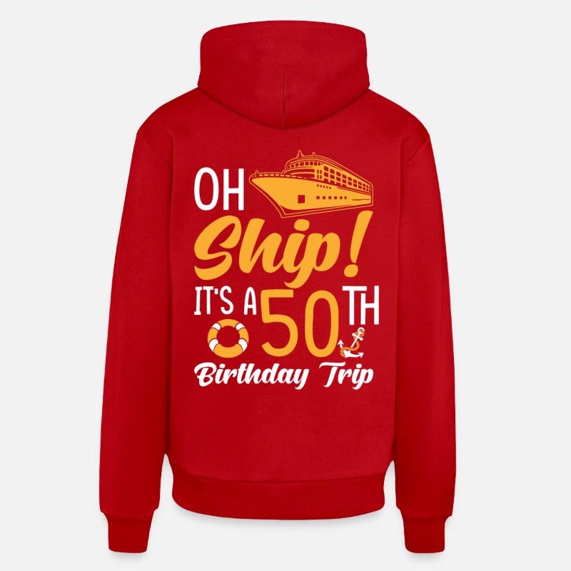 Croisière 50e anniversaire Voyage - Sweat à capuche bio décontracté fabriqué en UE - rouge