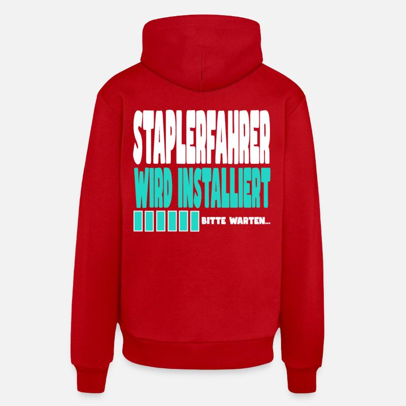 Staplerfahrer wird installiert - Organic Relaxed Hoodie Made in EU - Rot