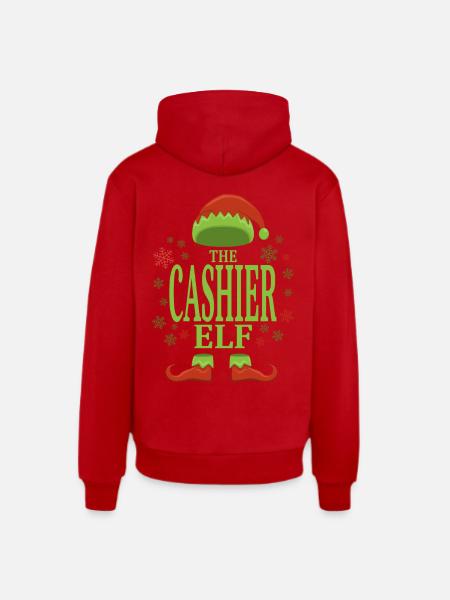 Caissier Elfe de Noël - Sweat à capuche bio décontracté fabriqué en UE - rouge