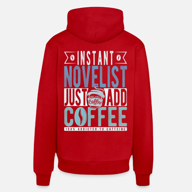 Romancier Kaffee Spruch - Sweat à capuche bio décontracté fabriqué en UE - rouge