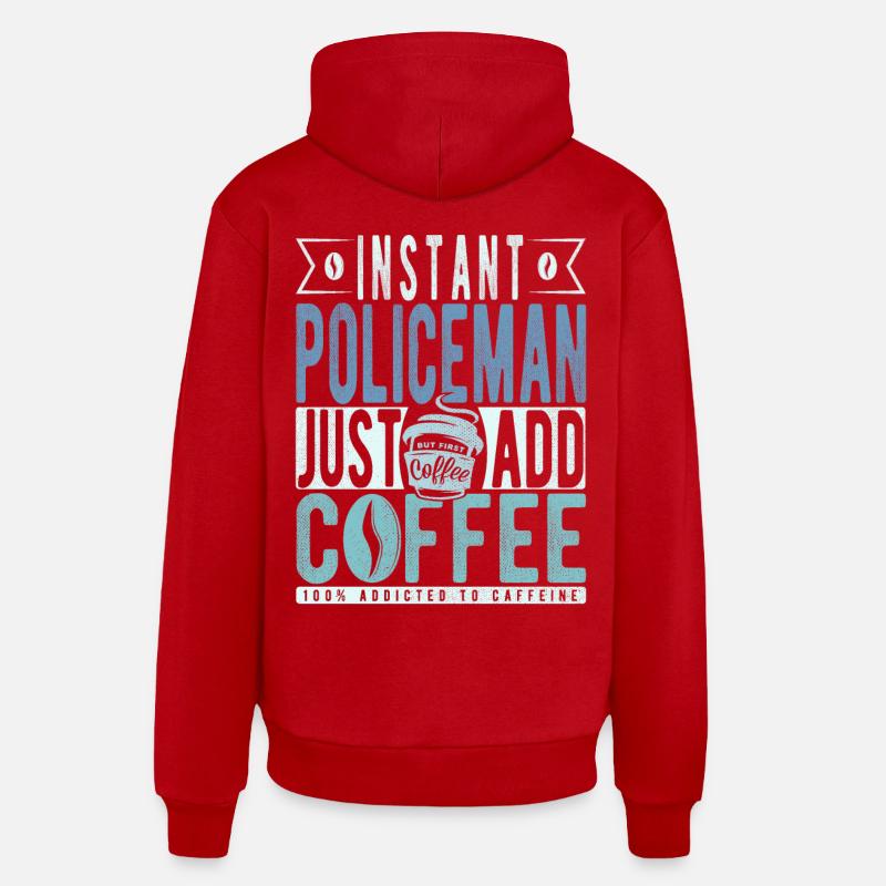 Café de policier disant - Sweat à capuche bio décontracté fabriqué en UE - rouge