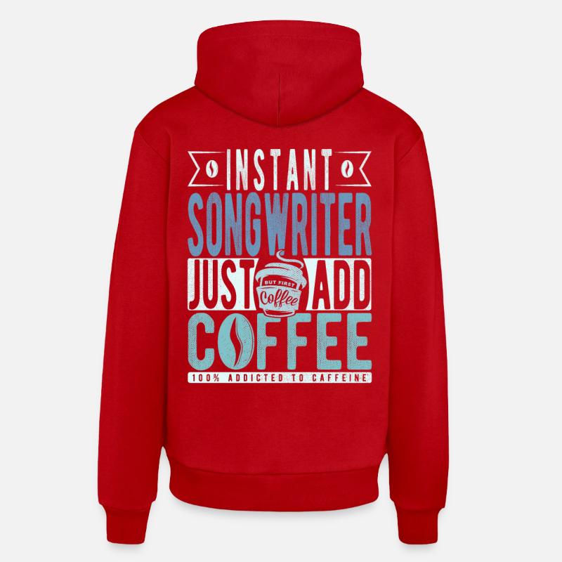 Citation de café de l’auteur-compositeur - Sweat à capuche bio décontracté fabriqué en UE - rouge