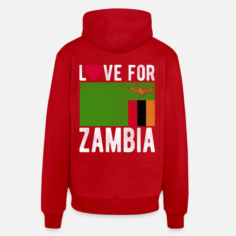 Souvenir de Zambie - Sweat à capuche bio décontracté fabriqué en UE - rouge