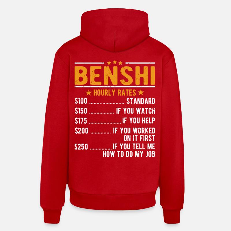 Salaire horaire Benshi - Sweat à capuche bio décontracté fabriqué en UE - rouge