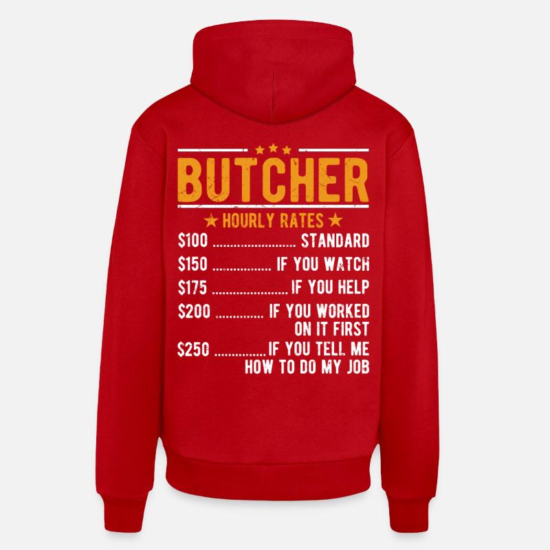 Salaire horaire boucher - Sweat à capuche bio décontracté fabriqué en UE - rouge