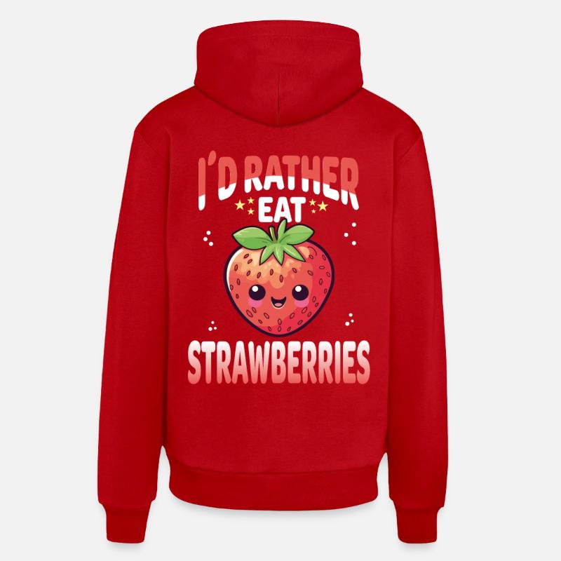 Fraises Kawaii - Sweat à capuche bio décontracté fabriqué en UE - rouge