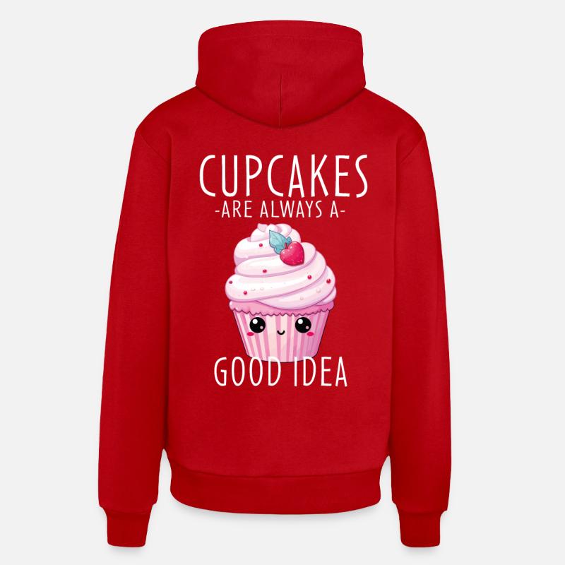 Cupcake Kawaii - Sweat à capuche bio décontracté fabriqué en UE - rouge