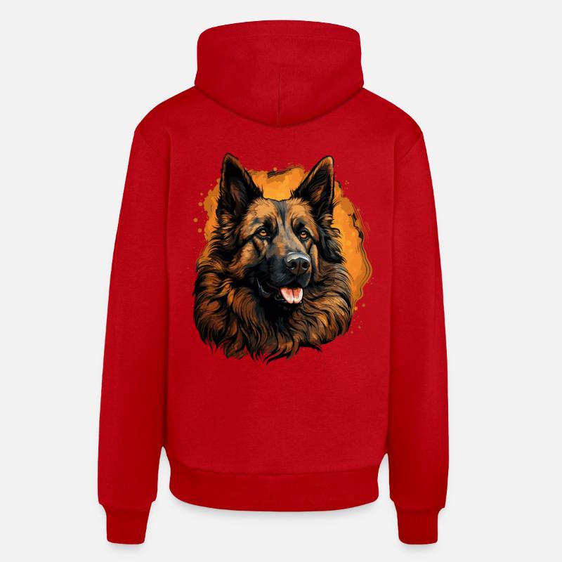 Berger Belge Chien Race Visage - Sweat à capuche bio décontracté fabriqué en UE - rouge