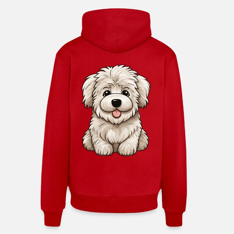 Maremmano Abruzzese Dog Kawaii Maremma - Sweat à capuche bio décontracté fabriqué en UE - rouge