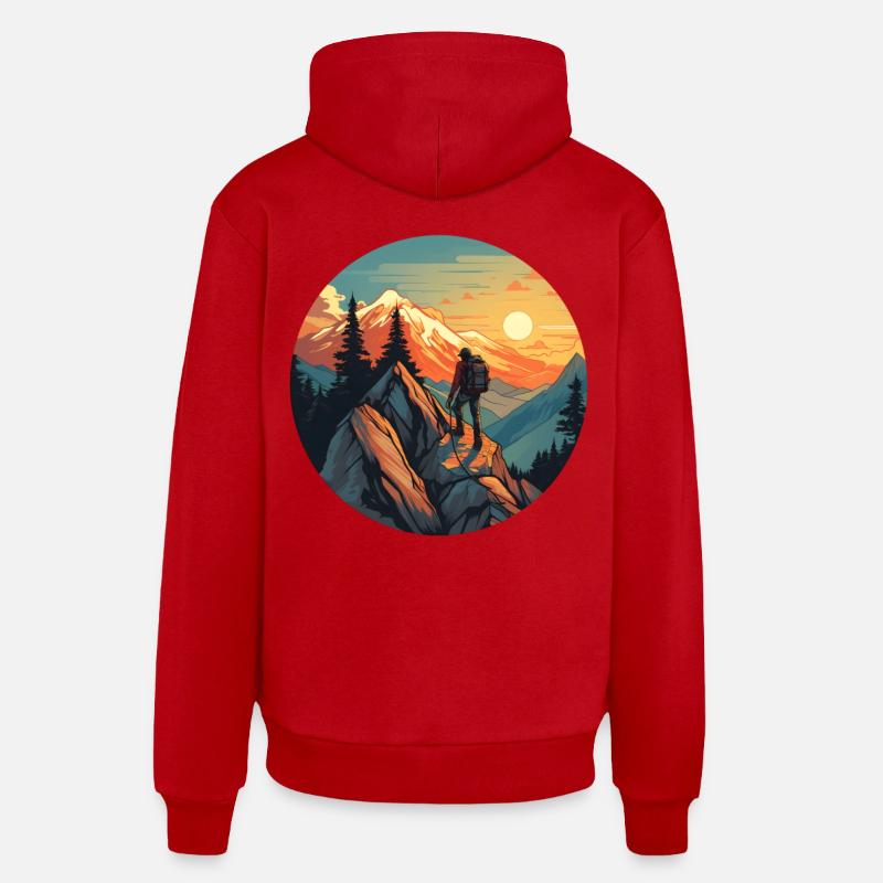 Alpinisme - Sweat à capuche bio décontracté fabriqué en UE - rouge
