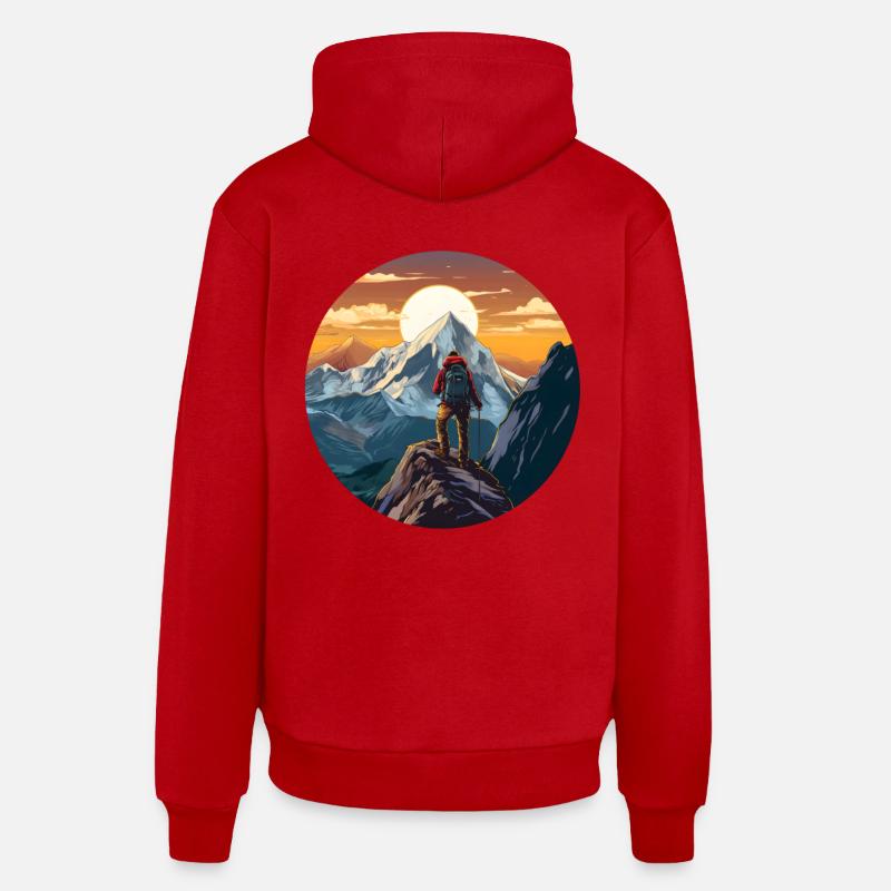 Alpinismo - Sudadera con capucha ecológica de corte relaxed fabricada en la UE - rojo