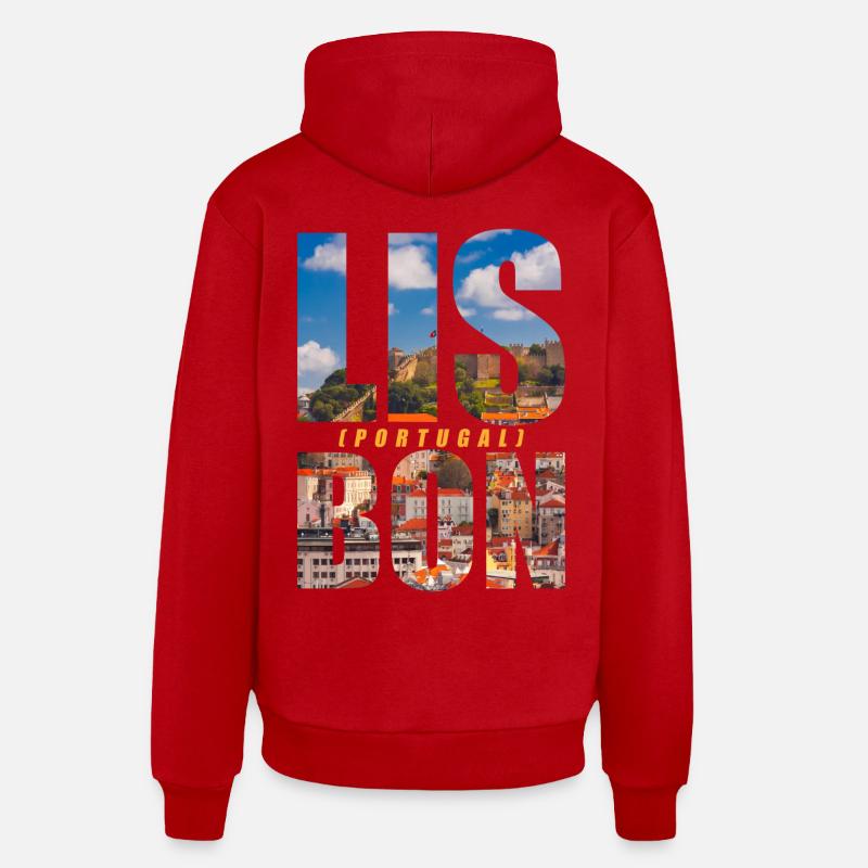 Lisbonne Portugal Souvenir - Sweat à capuche bio décontracté fabriqué en UE - rouge