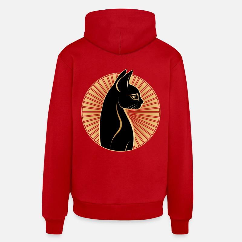 Chat égyptien - Sweat à capuche bio décontracté fabriqué en UE - rouge