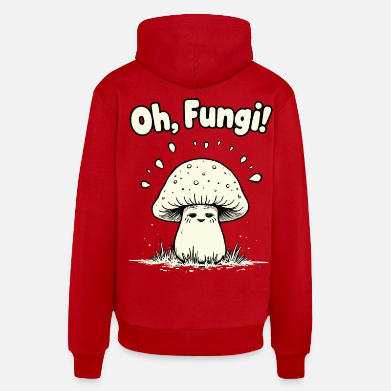 Oh, les champignons ! Champignon drôle - Sweat à capuche bio décontracté fabriqué en UE - rouge