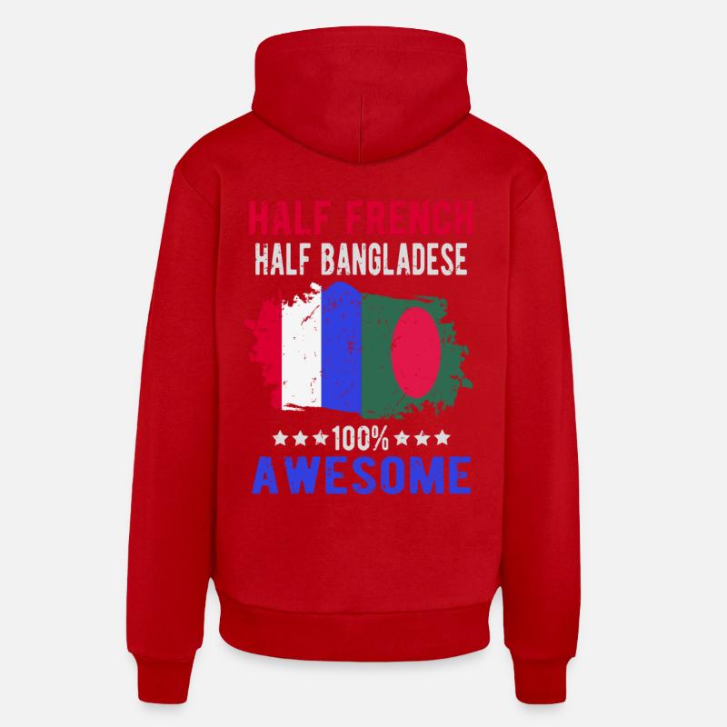 Moitié Français moitié bangladais - Sweat à capuche bio décontracté fabriqué en UE - rouge