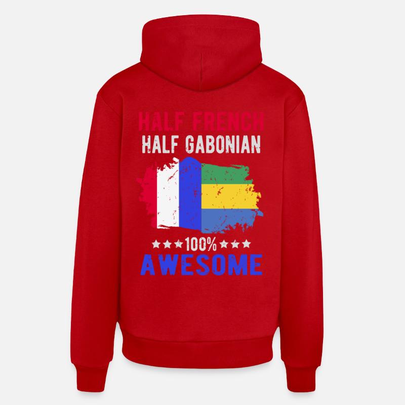 Moitié Français moitié gabonais - Sweat à capuche bio décontracté fabriqué en UE - rouge