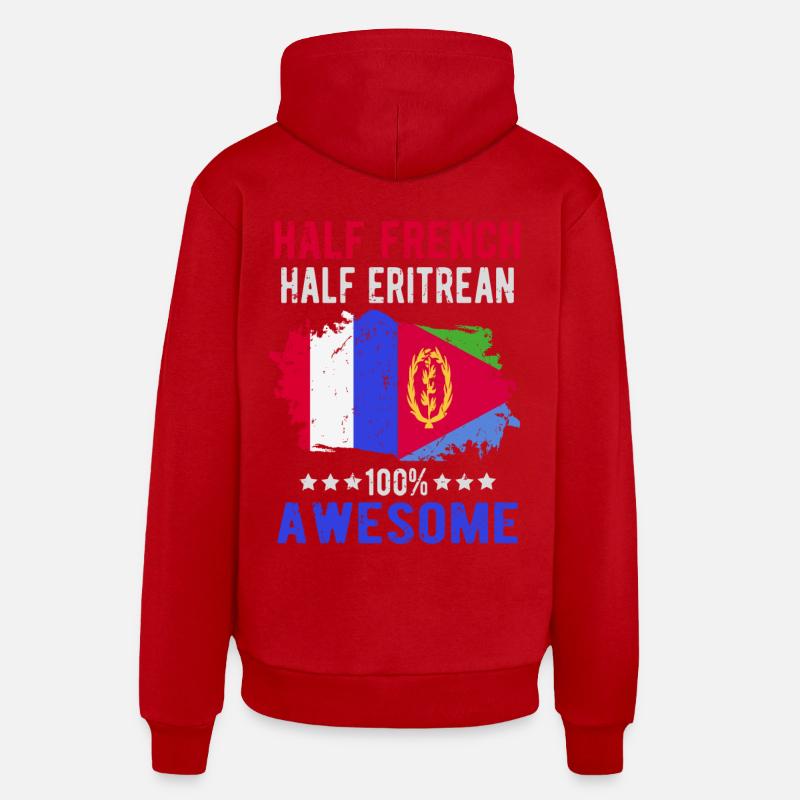 Moitié Français moitié érythréen - Sweat à capuche bio décontracté fabriqué en UE - rouge