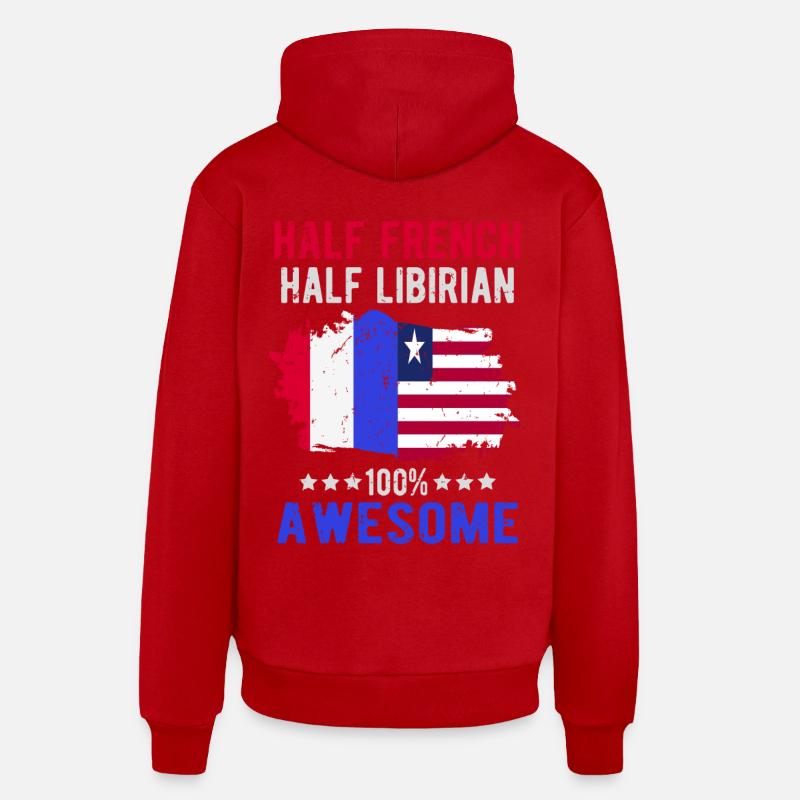 Moitié Français moitié libyen - Sweat à capuche bio décontracté fabriqué en UE - rouge