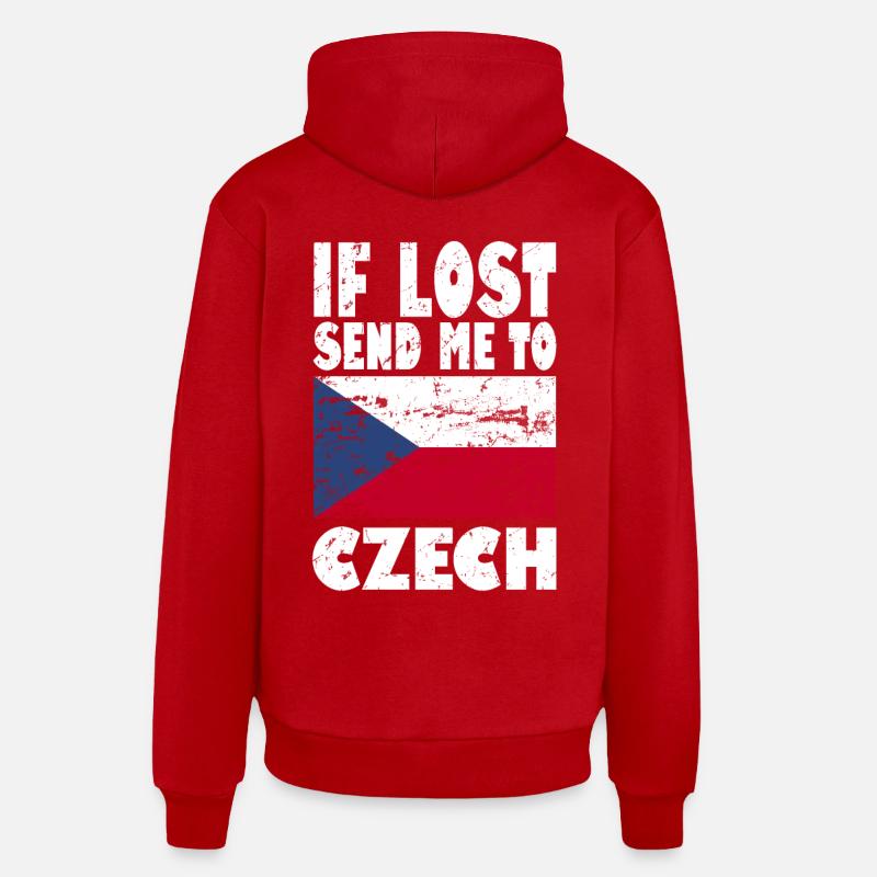 Drapeau de la République tchèque - Sweat à capuche bio décontracté fabriqué en UE - rouge