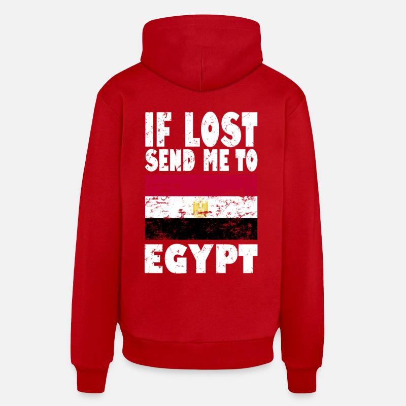 Drapeau égyptien - Sweat à capuche bio décontracté fabriqué en UE - rouge