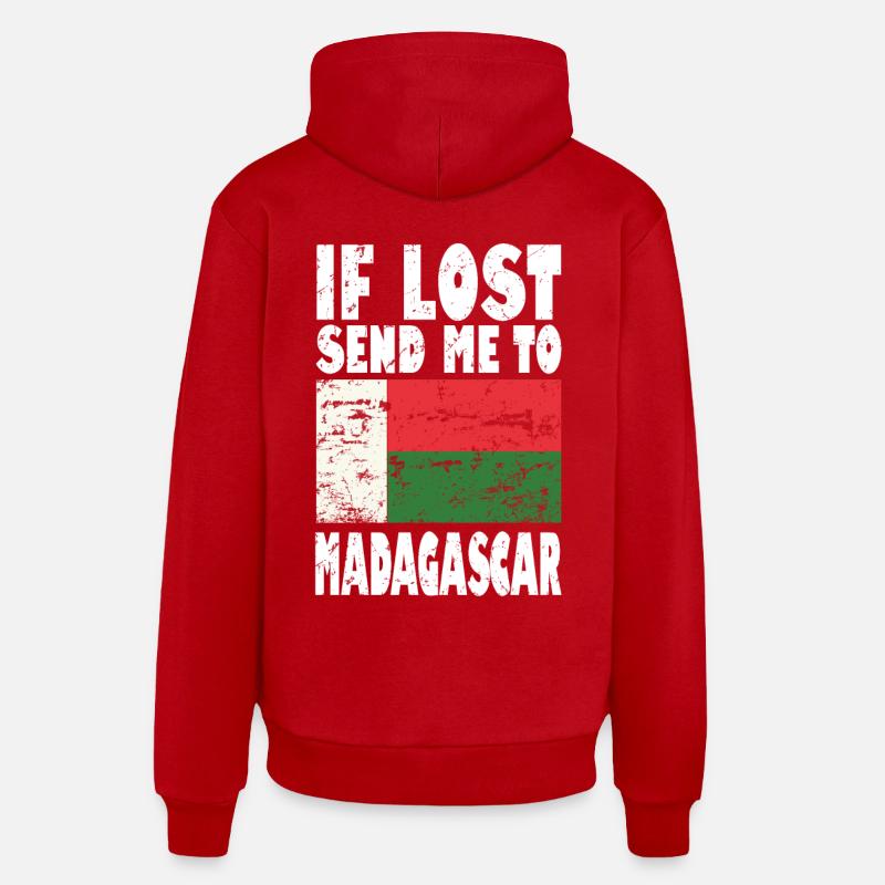 Drapeau de Madagascar - Sweat à capuche bio décontracté fabriqué en UE - rouge