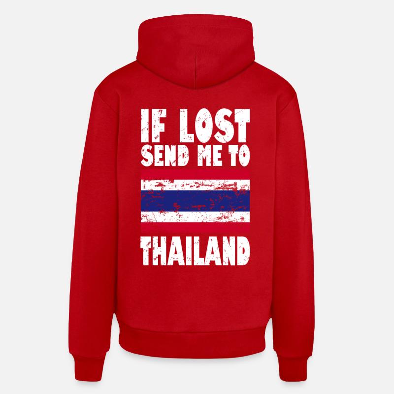 Drapeau de la Thaïlande - Sweat à capuche bio décontracté fabriqué en UE - rouge