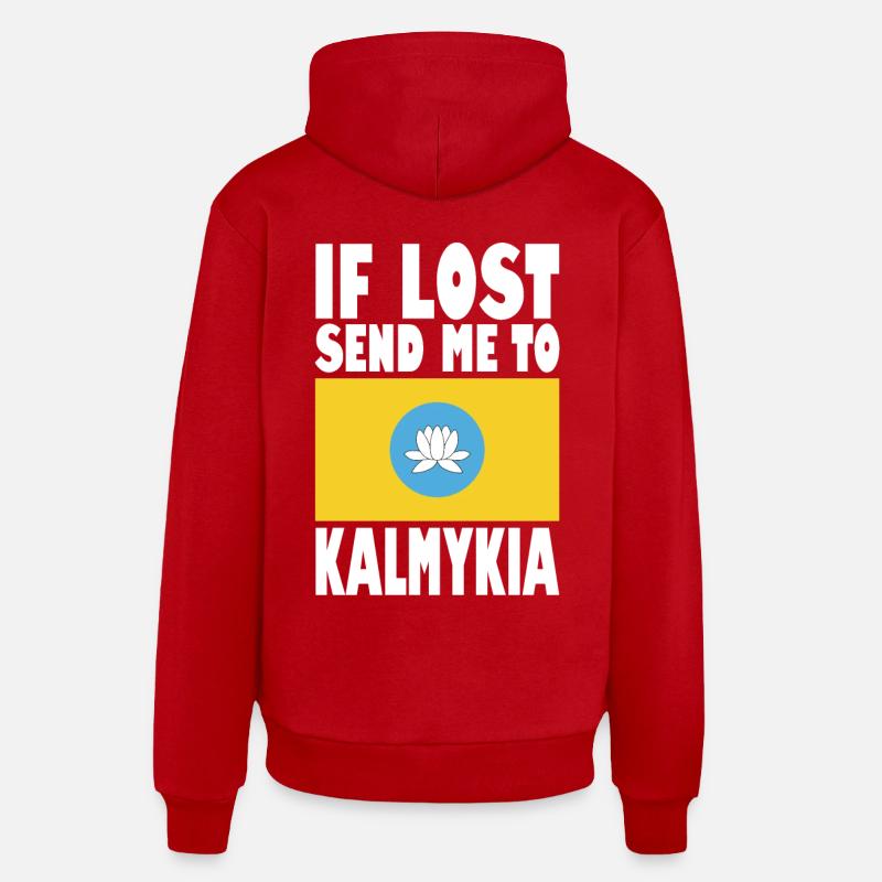 Drapeau de Kalmoukie - Sweat à capuche bio décontracté fabriqué en UE - rouge