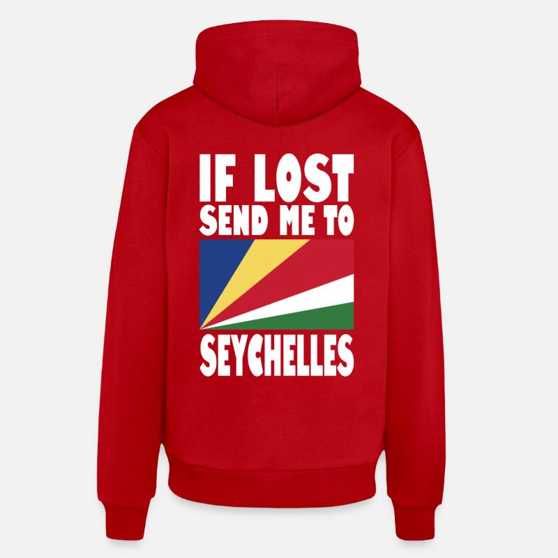 Drapeau des Seychelles - Sweat à capuche bio décontracté fabriqué en UE - rouge