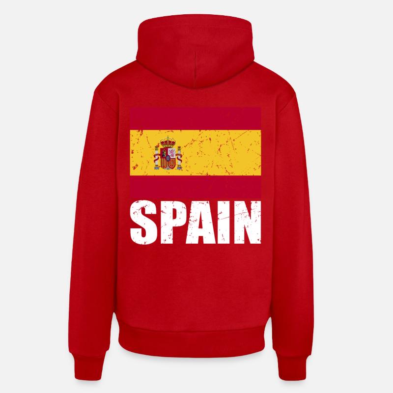 Drapeau de l’Espagne - Sweat à capuche bio décontracté fabriqué en UE - rouge