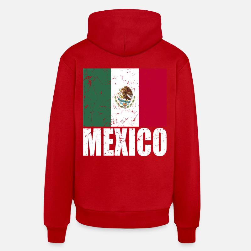 Drapeau du Mexique - Sweat à capuche bio décontracté fabriqué en UE - rouge