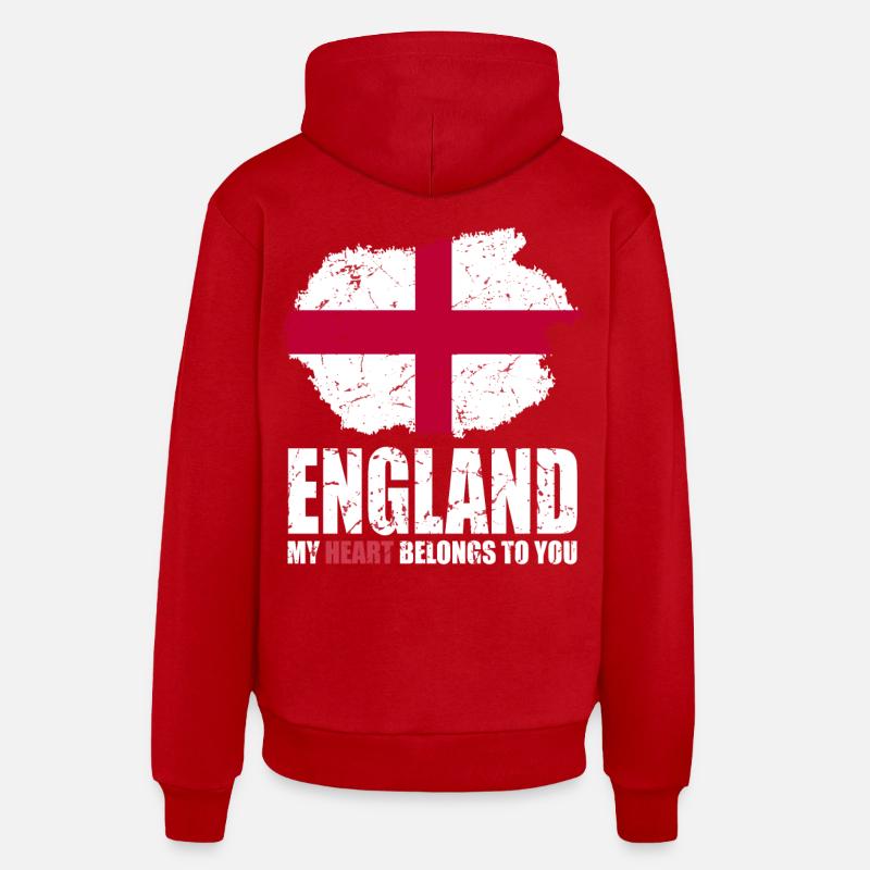 Drapeau de l’Angleterre - Sweat à capuche bio décontracté fabriqué en UE - rouge