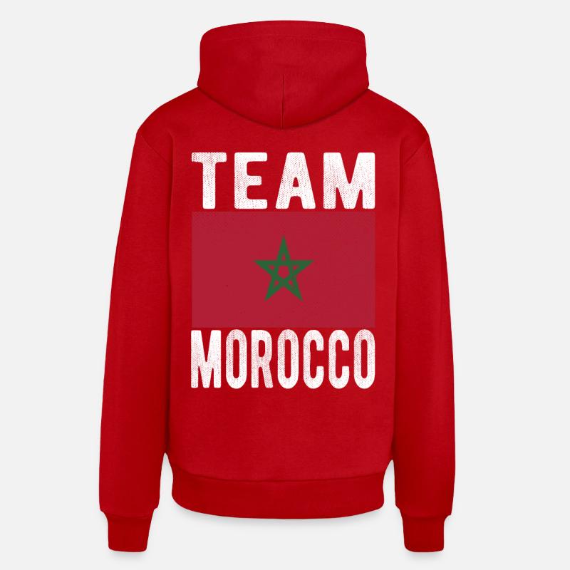 Drapeau du Maroc - Sweat à capuche bio décontracté fabriqué en UE - rouge