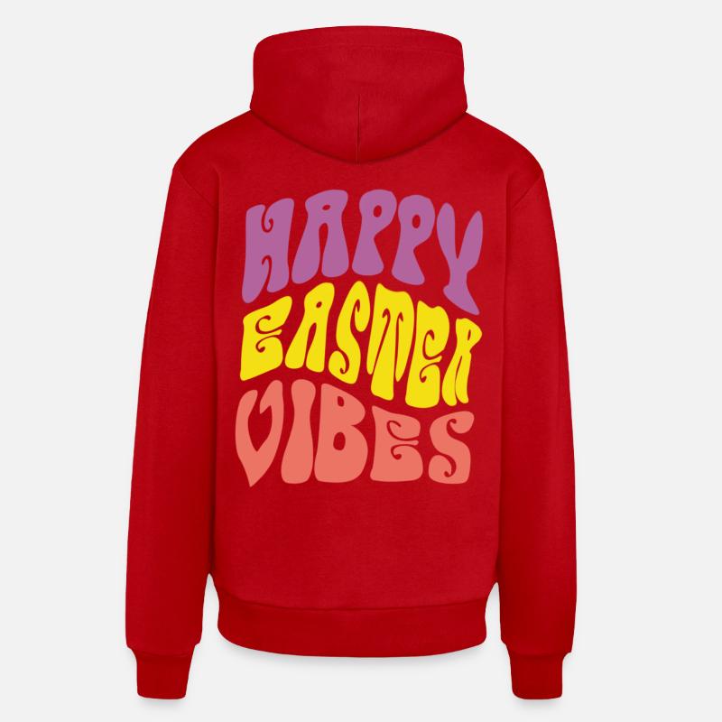 Joyeuses vibrations de Pâques - Sweat à capuche bio décontracté fabriqué en UE - rouge