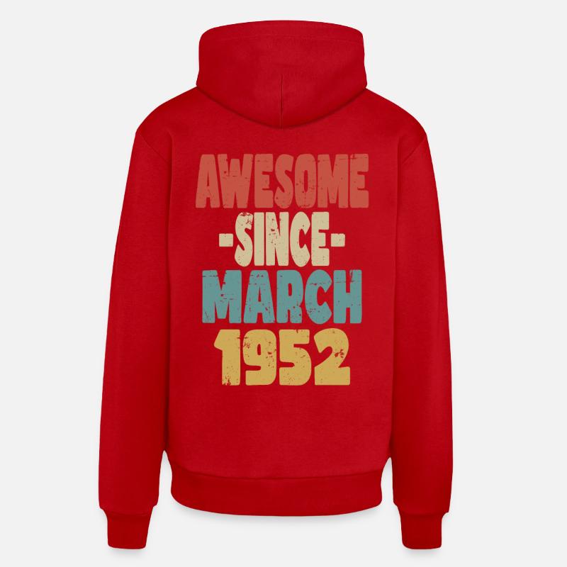 Génial mars 1952 - Sweat à capuche bio décontracté fabriqué en UE - rouge