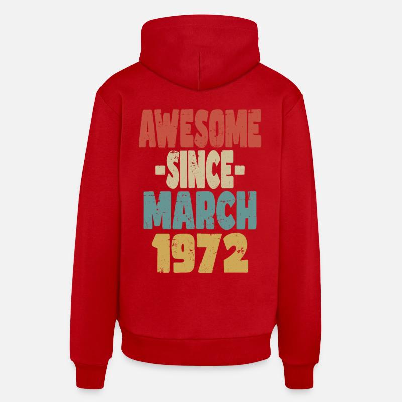 Génial mars 1972 - Sweat à capuche bio décontracté fabriqué en UE - rouge