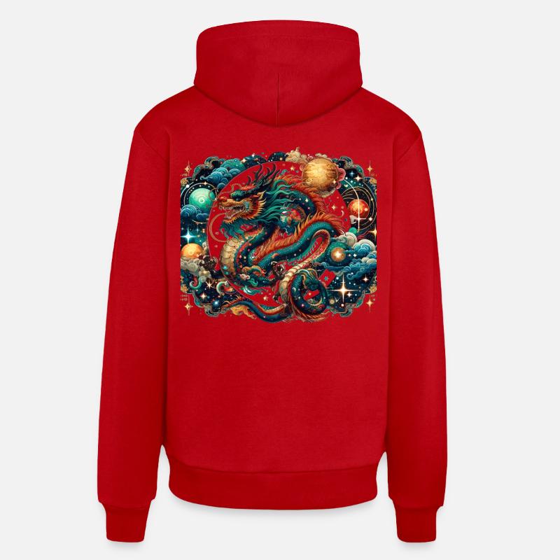 Dragon astrologie du zodiaque chinois - Sweat à capuche bio décontracté fabriqué en UE - rouge