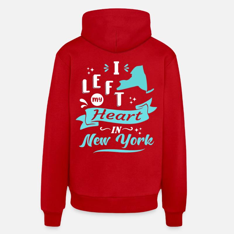 New York Souvenir Amour - Sweat à capuche bio décontracté fabriqué en UE - rouge