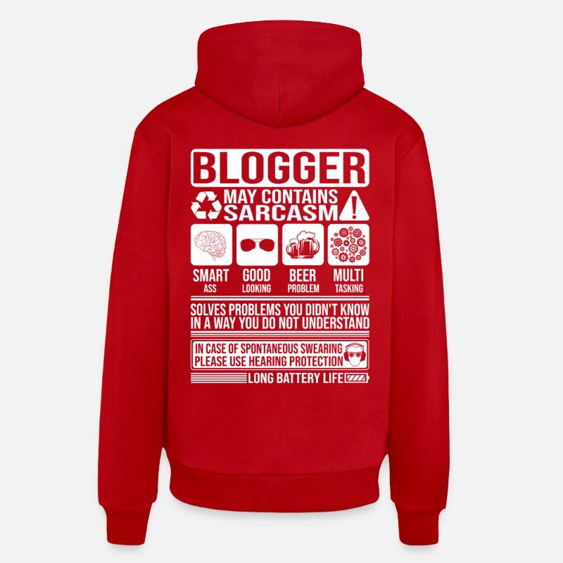 Blogueur Sarcasme drôle Cadeau Blogueur - Sweat à capuche bio décontracté fabriqué en UE - rouge