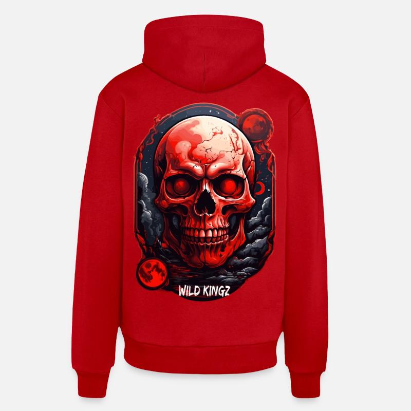 Crâne - Sweat à capuche bio décontracté fabriqué en UE - rouge