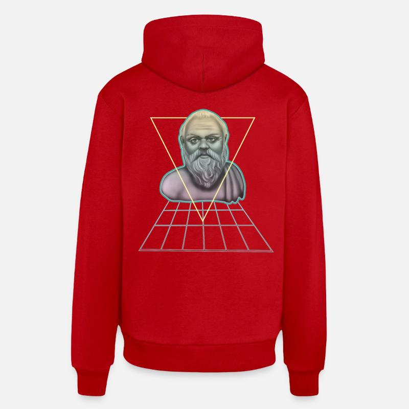 Socrate Philosophe grec moderne - Sweat à capuche bio décontracté fabriqué en UE - rouge