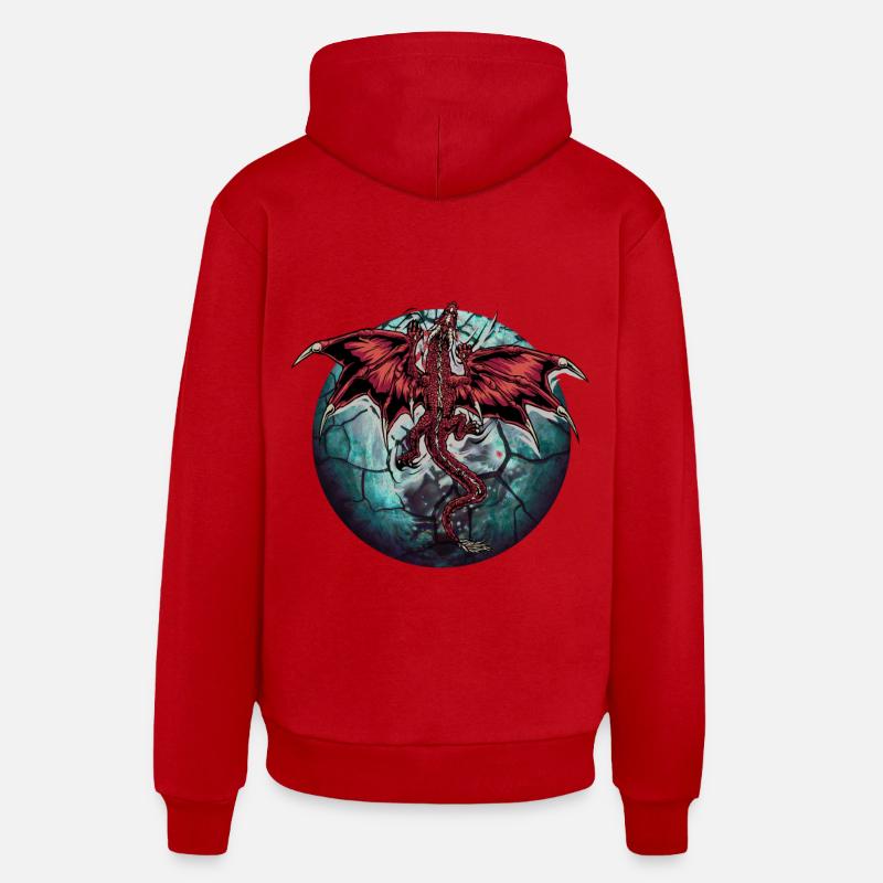 Dragon Dragon Planète Planète - Sweat à capuche bio décontracté fabriqué en UE - rouge